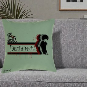 Perna Personalizata Death Note L Lawliet Rosu-Negru, 40x40 cm, Verde, Husa Detasabila, Perna Inclusa, BEKZ®