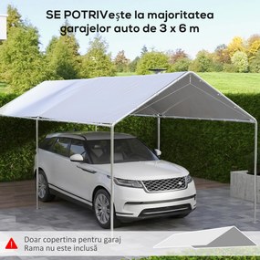 Outsunny Acoperiș pentru Carport 10 x 20 ft, Prelată de Schimb Rezistentă la UV cu Corzi Elastice, Albă | Aosom Romania