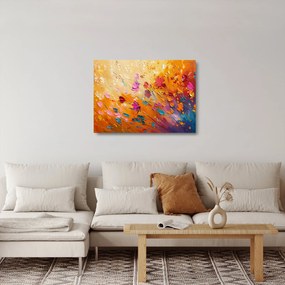 Tablou pe sticlă - Pictură flori colorate (70x50 cm)
