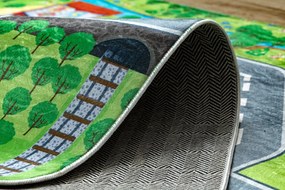BAMBINO 9028 covor lavabil Oraș, străzi pentru copii anti-alunecare - verde / gri