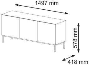 Masă TV 3D 150 Rowanna (Stejar artisan + Negru). 1125013