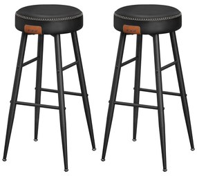 Set 2 scaune de bar inalte , design modern , negru  | VASAGLE