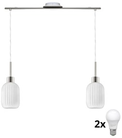 Lustră LED HARMA suspendată pe cablu 2xE27/60W/230V crom mat/alb