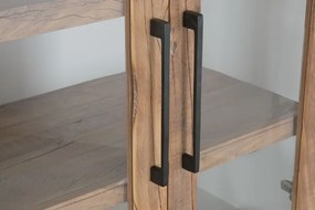 Vitrină din lemn reciclat cu finisaj hormigón alb, 4 uși, 3 polițe, 90 x 43 x 170 cm, „Form"