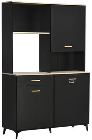 HOMCOM Cămară de Bucătărie cu Sertar Dulapuri și Rafturi Mobilier Auxiliar pentru Cuptor cu Microunde Stil Modern 119x41x180cm Negru | Aosom Romania