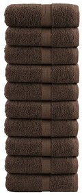 vidaXL Prosoape de baie premium SOLUND, 10 buc., maro, 30x30 cm, 600 g/m²