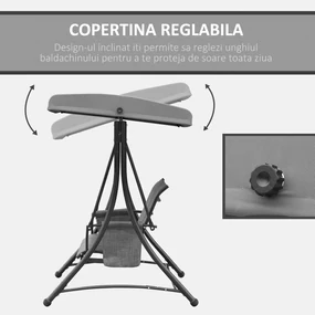 Outsunny Balansoar de Gradina cu 3 locuri Acoperis si Buzunare de depozitare | Aosom Romania