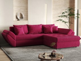 Colțar extensibil dumonde cu ladă de depozitare si sezut confortabil din spuma high-density, Loana Zoom Red II 270x185 cm