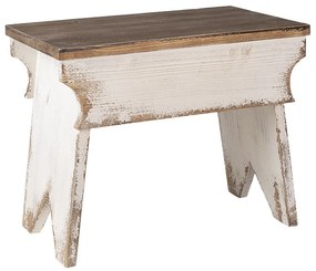 Scaunel din lemn masiv, aspect vintage, 47x29x38 cm, Bany