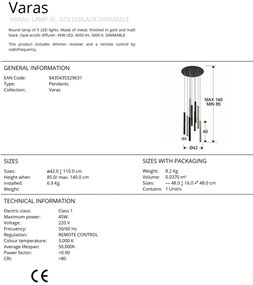 Lustra LED dimabila cu telecomanda design modern Varas negru/auriu SV-373272D