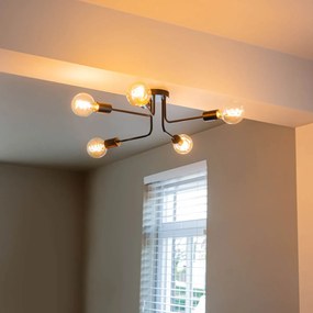 Plafoniera de design neagră cu 5 lumini - Facile