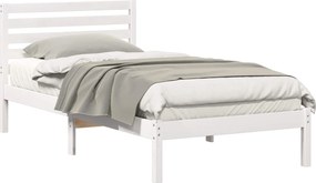 vidaXL Cadru de pat cu headboard Alb 90 x 190 cm Lemn de pin masiv