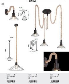 Pendul design industrial Daryl negru 35cm