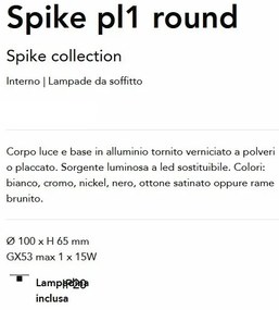 Spot aplicat Spike pl1 round crom