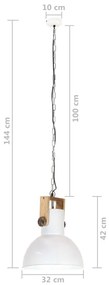 Lampa suspendata industriala, 25 W, alb, 32 cm, mango E27, rotund Alb, 32 cm, 1, Alb