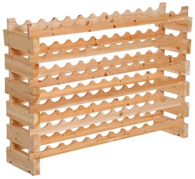 HOMCOM Raft pentru Sticle din Lemn de Brad cu 6 Rafturi pentru 72 de Sticle, 114x28x85 cm, Lemn Natural | Aosom Romania
