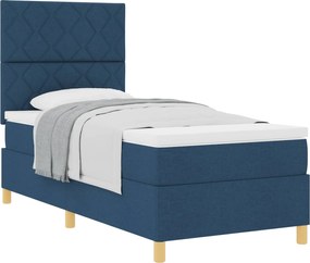 vidaXL Pat cu arcuri cu saltea albastru 100 x 200 cm țesătură