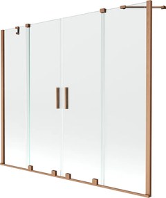 Mexen Velar Duo paravan de cadă cu 2 aripi glisante 200 x 150 cm, transparent, cupru periat - 896-200-000-02-65