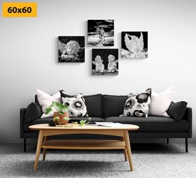 Set tablouri îngerașii în design alb-negru