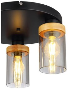 Plafoniera cu 3 surse de iluminat design modern FINCA negru mat, maro inchis