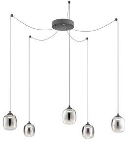 Redo 01-3487 - Lustră dimabilă pe cablu KHADI 5xLED/5,2W/230V negru/fumuriu