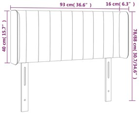 Tablie de pat cu aripioare gri inchis 93x16x78 88 cm catifea 1, Morke gra, 93 x 16 x 78 88 cm