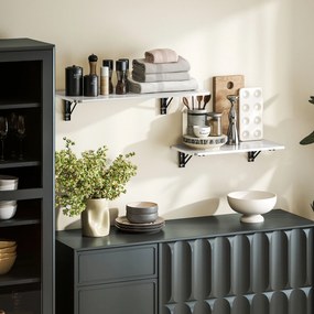 HOMCOM Lot de 2 tables pliantes murales, table murale rabattable en bois, pentru bucătărie, sufragerie, birou, alb lucios | Aosom Romania