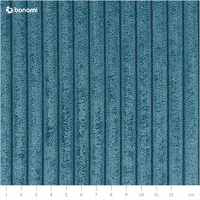 Canapea turcoaz extensibilă, cu spațiu de depozitare, cu tapițerie din catifea reiată 234 cm Sara – Ropez