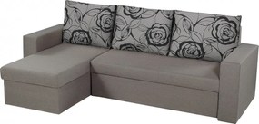 Coltar extensibil reversibil Oslo Grey, cu lada de depozitare, 247x148x78 cm, Grey Flower
