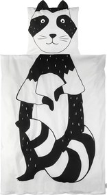 Lenjerie de pat din bumbac pentru patut RACCOON negru-alb Dimensiune lenjerie de pat: 40 x 60 cm | 100 x 135 cm