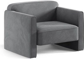 Fotoliu gri cu tapițerie din catifea Abby – Micadoni