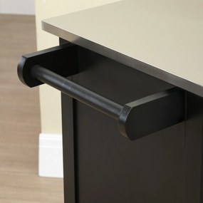 HOMCOM Căruț de servire pentru bucătărie pe roți, multiple spații de depozitare, 1 sertar, dulap cu 2 uși și raft, suport prosop, MDF negru, oțel inoxidabil | Aosom Romania