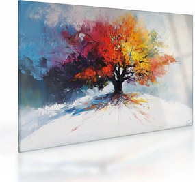 Tablou pe sticlă - Copac multicolor (70x50 cm)