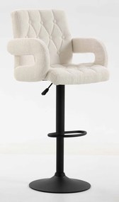 HR8404KW Scaun Crem Boucle cu Bază Neagră