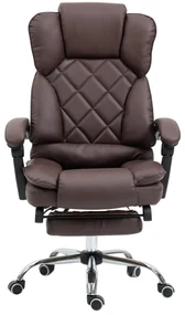 Scaun directorial, suport picioare, funcție recliner, PU, Maro