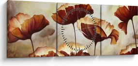Tablou flori roșii (cu ceas) (90x30 cm)