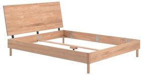 Pat matrimonial în culoare naturală din lemn de stejar fără somieră 160x200 cm Forrest – Vipack