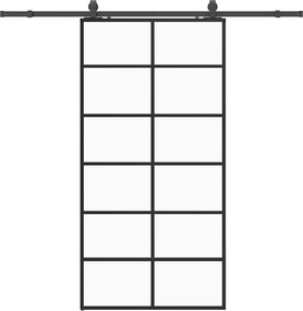 vidaXL Ușă glisantă cu set de feronerie neagră 90x205 cm Sticlă ESG