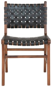 Scaune de dining negre/maro 2 buc. lemn masiv de tec Perugia – House Nordic