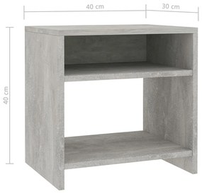 Noptiera, gri beton, 40 x 30 x 40 cm, PAL 1, Gri beton