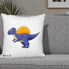 Perna Decorativa Spinozaur Kawaii, 40x40 cm, Alb Pufos, Husa Detasabila, Perna Inclusa, BEKZ®