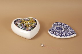 Cutie de depozitare inimioara din ceramică decorativă Tatto Albastru