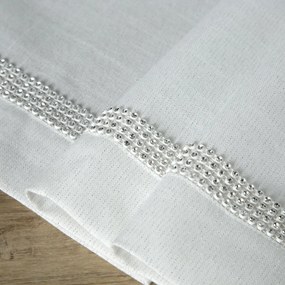 Față de masă cu fir argintiu decorata cu o manta eleganta si cristale, crem, argintiu, MARINA