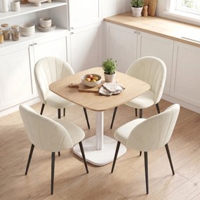 HOMCOM Set 2 Scaune Dining cu Spătar Tip Scoică și Picioare Metalice, Catifea, Crem | Aosom Romania