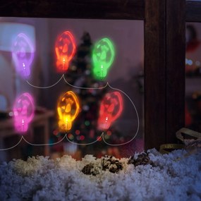 sir de lumina cu LED de Craciun - autocolant gel pentru geam - 6 LED-uri - 2 x AA