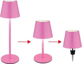 Globo 58488P-LED Lampă de masă VANNIE, reglabilă, cu control tactil, reîncărcabilă, pentru exterior, 3W/5V IP54 1800mAh roz