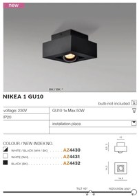 Spot aplicat directionabil de tavan/plafon NIKEA 1 GU10 negru