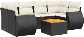 vidaXL Set canapele de grădină cu perne, 7 piese, negru, poliratan