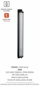 Aplica de perete LED smart cu telecomanda COMO titan periat