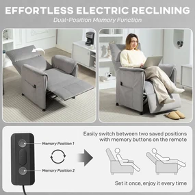 HOMCOM Fotoliu Reclinabil Electric pentru Living cu Suport pentru Picioare, Gri | Aosom Romania